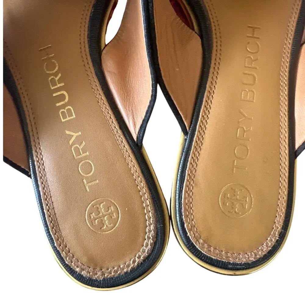 Tory Burch Delaney 5mm Sandals Perfect Black Suede‎ Leather 8